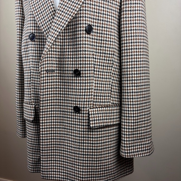 REISS CICI Size 14 Classic Luxury WOOL DOGTOOTH DOUBLE BREASTED BLAZER - Picture 4 of 11